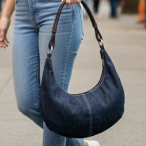 Old Navy Dark Blue Denim Hobo Cresent Shoulder Bag